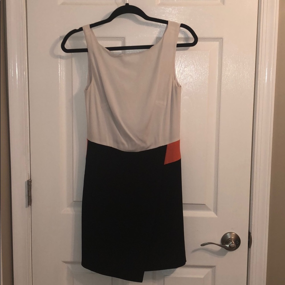 Bebe black and white dress with Coral